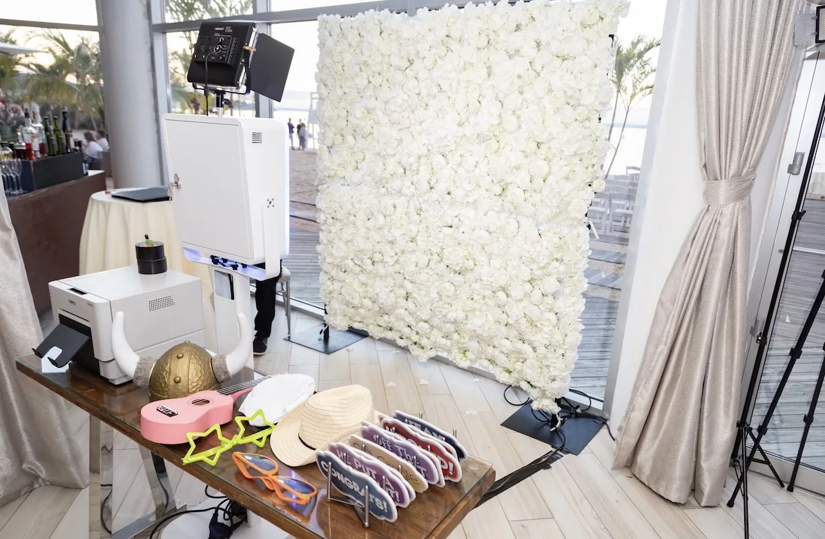 Guests creating photo booth memories at an event